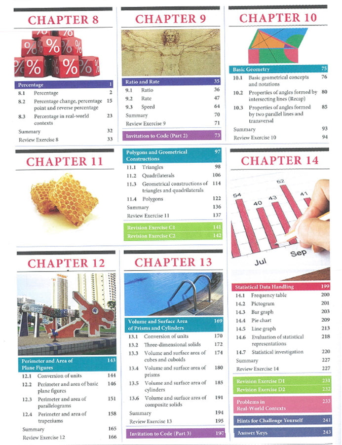 Full Set of Think Mathematics Secondary 1A and 1B Textbooks bundled with 1A and 1B Workbooks (Grade 7)
